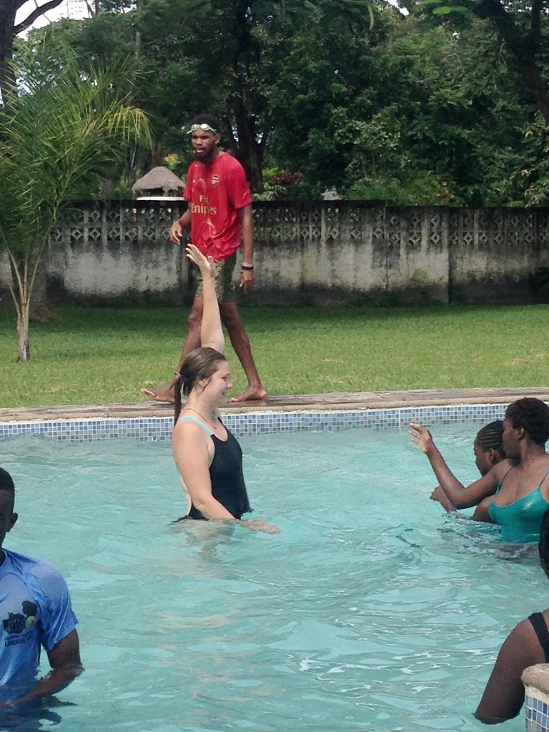 April teaching swimming