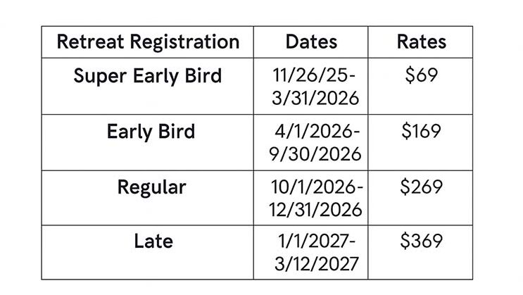 schedule of retreat fees